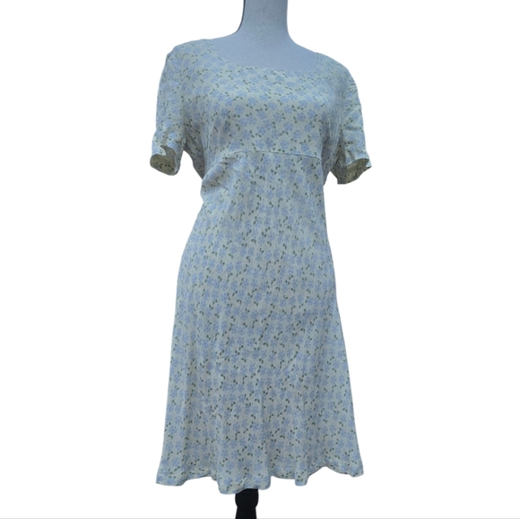 Donna Ricco 90s Y2K Floral Butter Yellow Cottagecore Mini Dress M - Picture 3 of 11